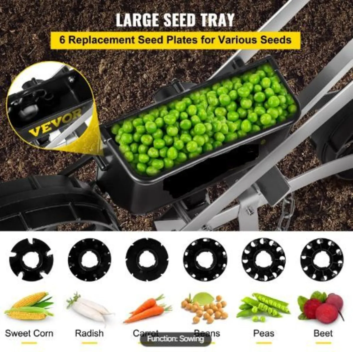 Garden Seeder, Metal Precision Garden Push Seeder - Image 2