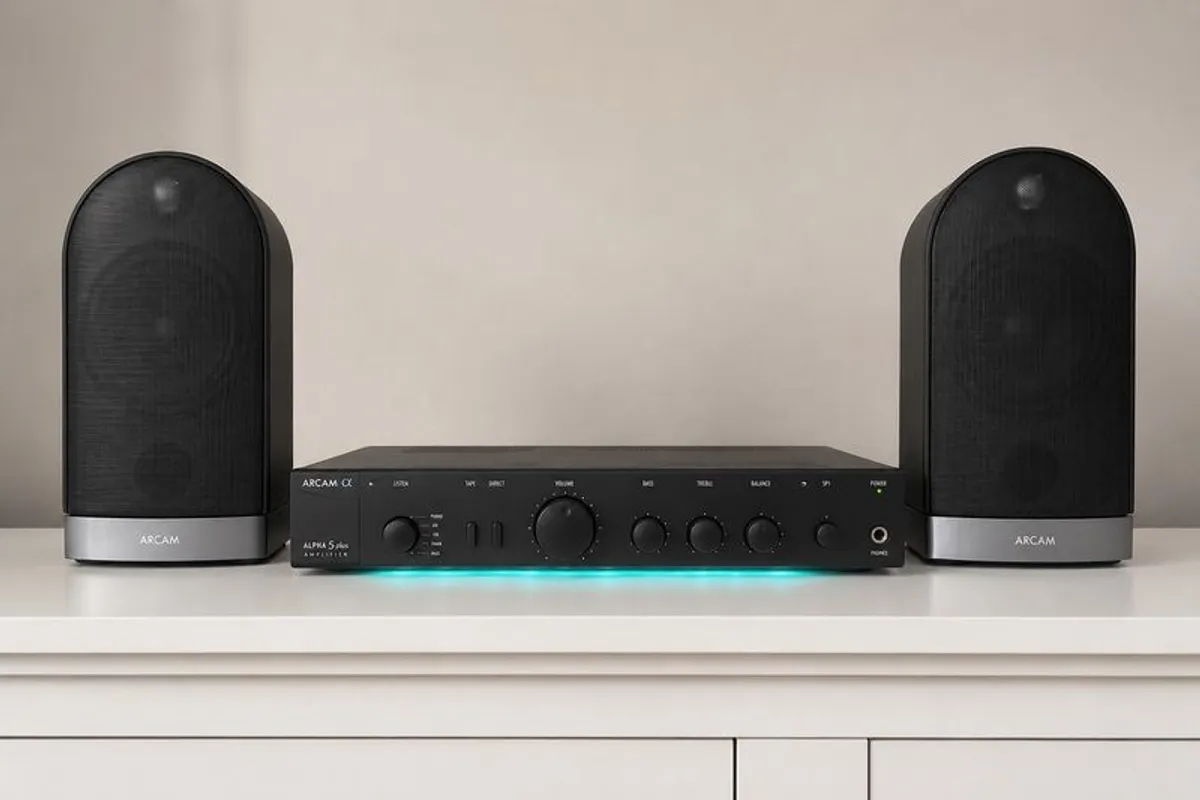 Arcam Alpha 5+ with  Arcam Muso speakers and pro-linear subwoofer  for as little as 100euro extra (pictures attached) Or 350 the whole lot - Image 1