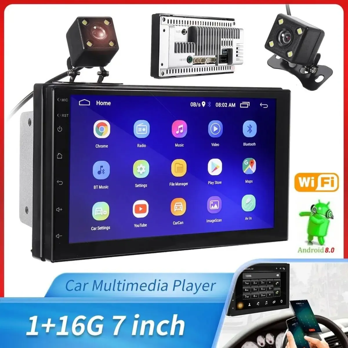 Car Stereo 7 Inch 2 Din Android 8.0 Radio - Image 1