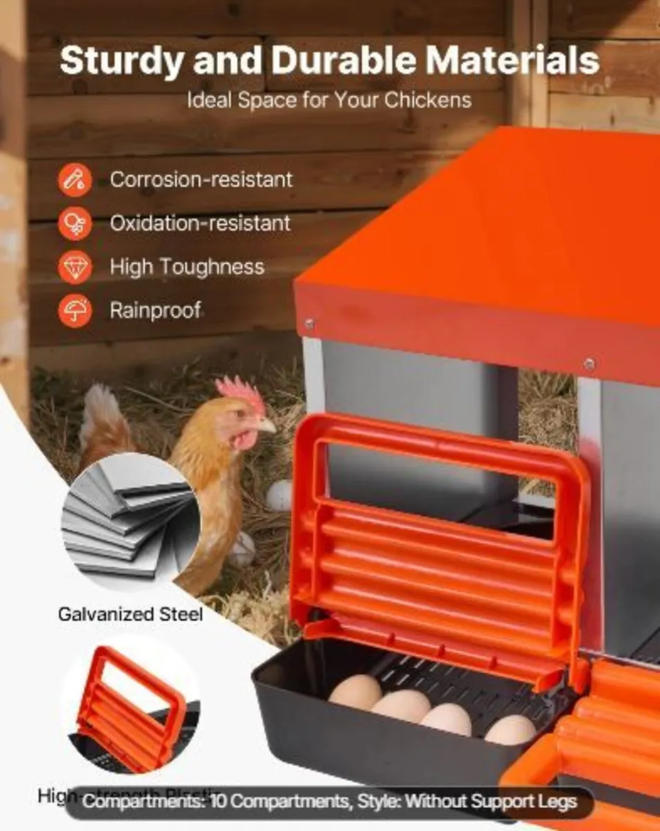 2 Tiers Chicken Nesting Boxes, 10 Compartments - Image 1