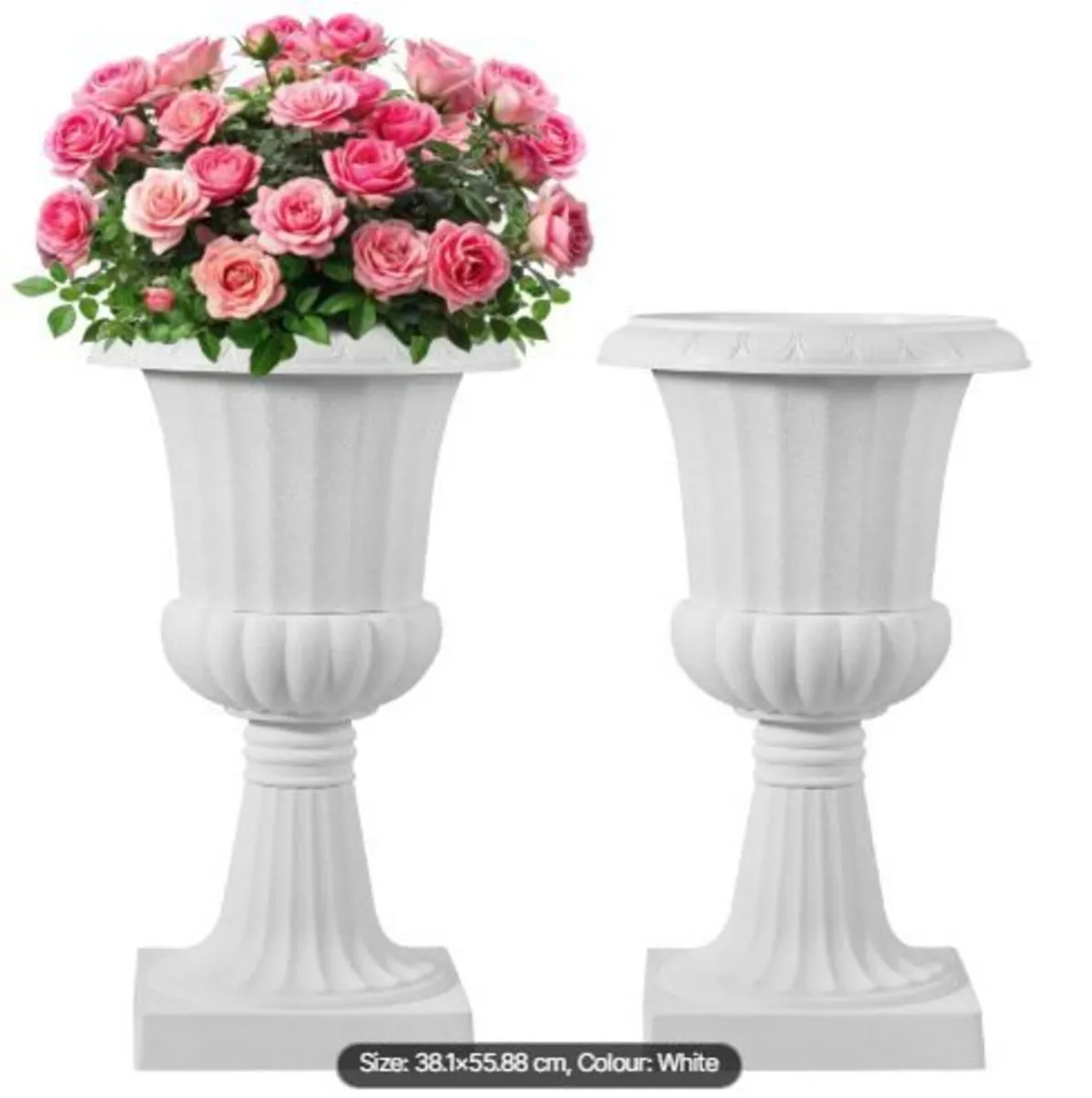 Plastic Urn Planters, 40 x 67 cm, 2 Pack - Image 3