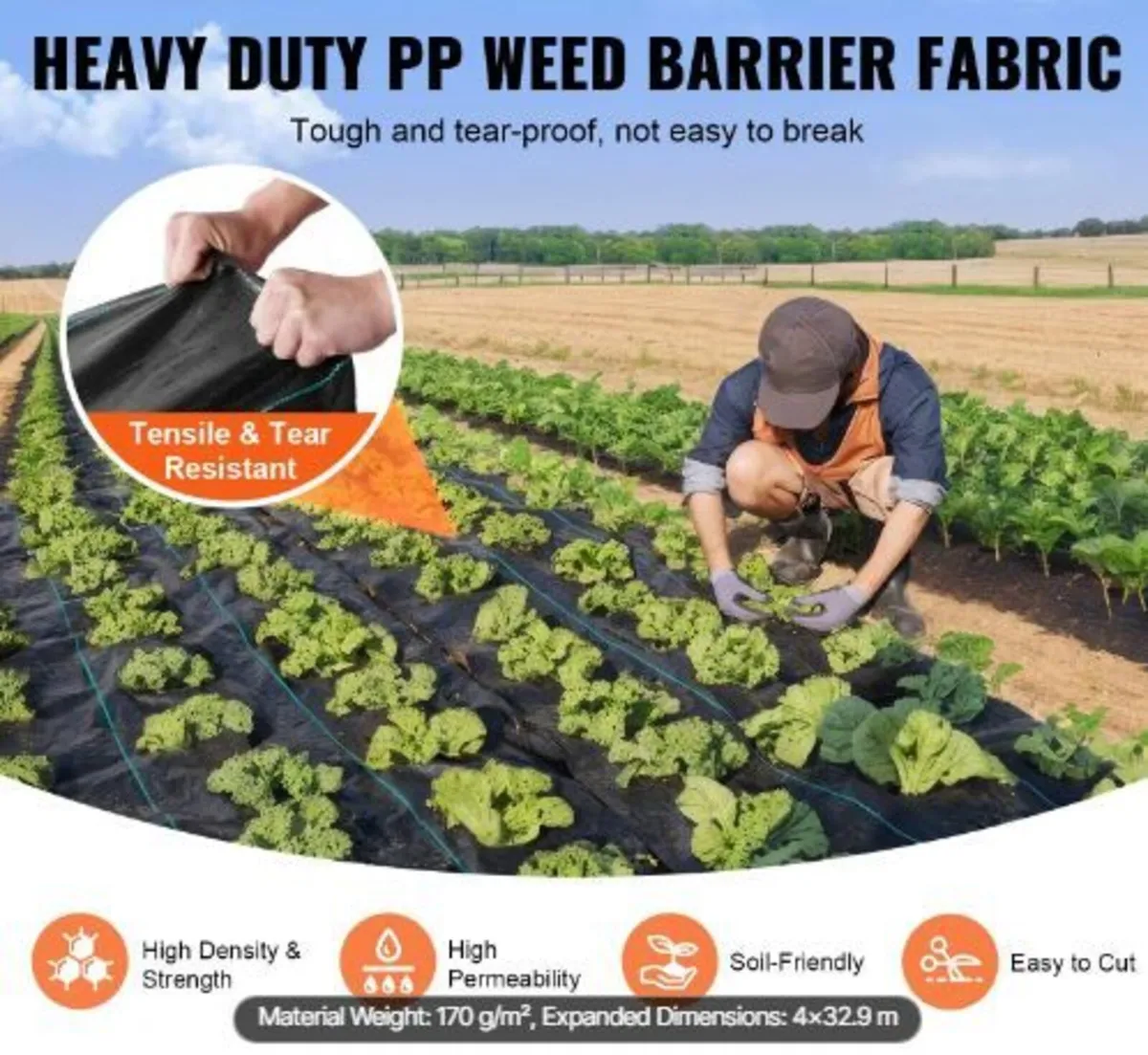 Premium Heavy Duty Weed Barrier Landscape Fabric - Image 2