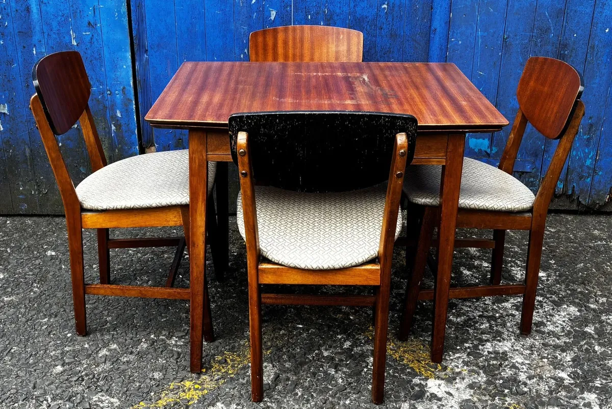 Mid Century Dining Table & Chairs - Image 1