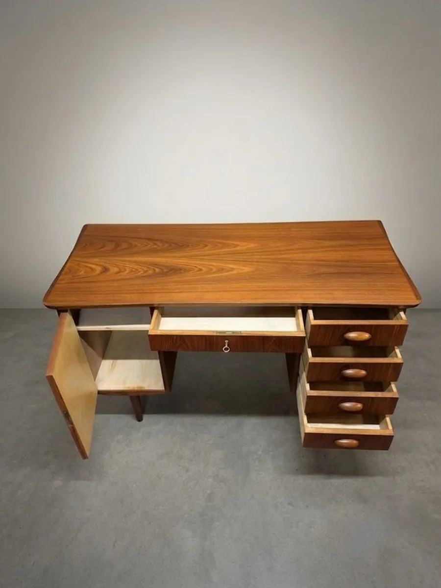 FLASH SALE ! Was 1100 Now 950 ! Danish Mid-Century Modern Teak Desk with Unique Top - Image 2