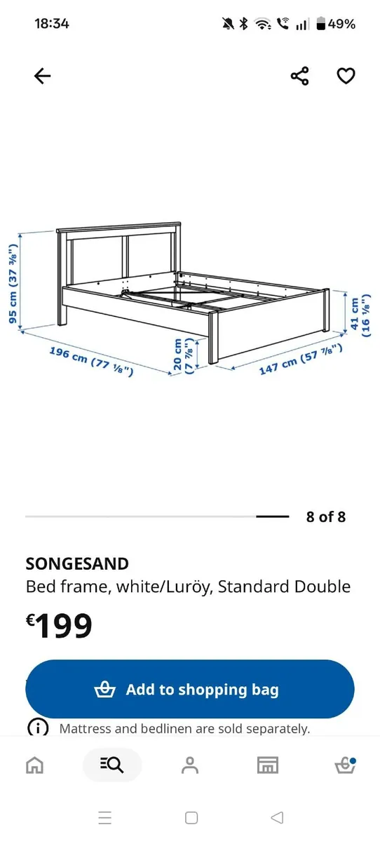 IKEA Double Bed Songesand with drawers - Image 3
