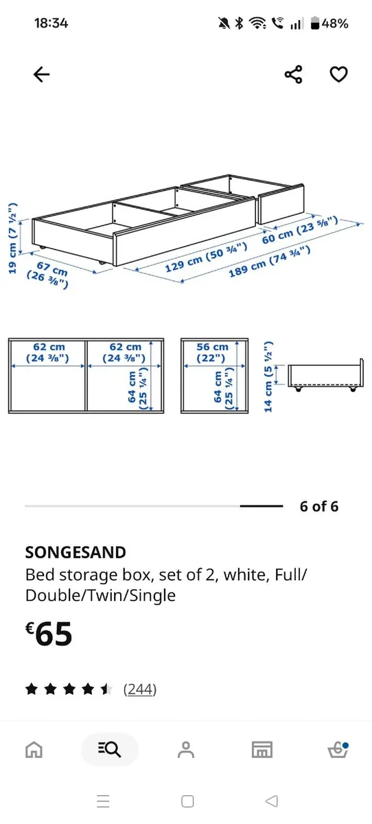 IKEA Double Bed Songesand with drawers - Image 4