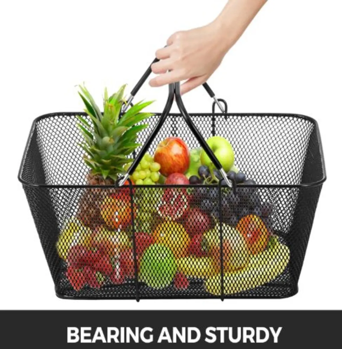 Shopping Baskets with Handles, 12PCS, Black Metal - Image 2
