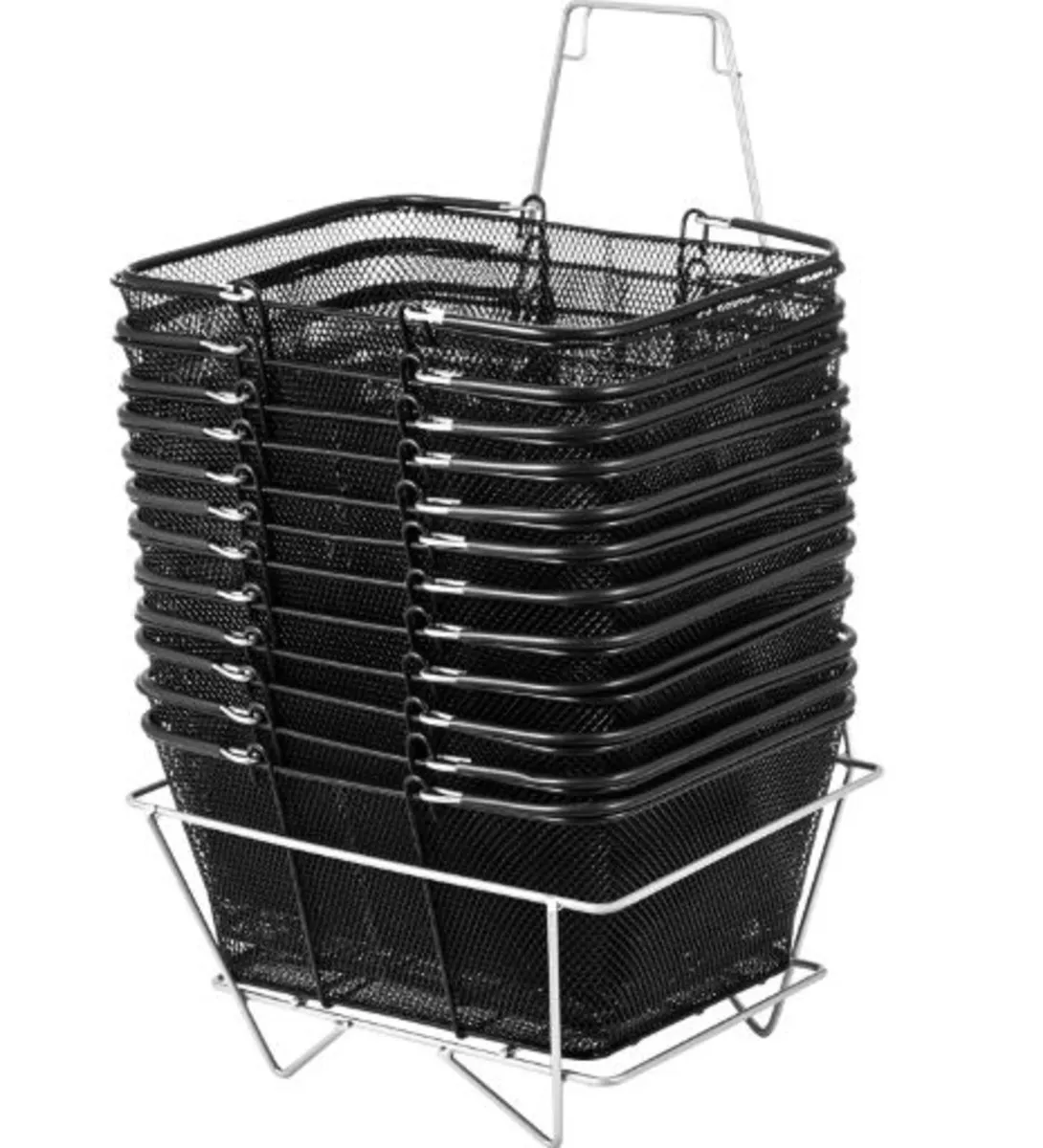 Shopping Baskets with Handles, 12PCS, Black Metal - Image 1