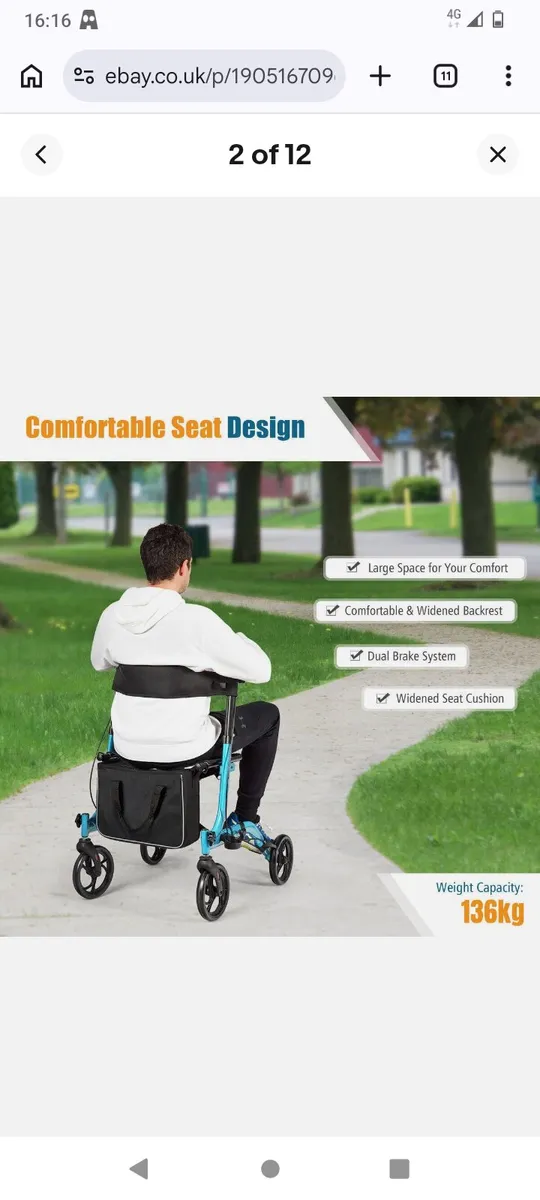 New can post Folding Aluminium Mobility Aid Rollat - Image 2
