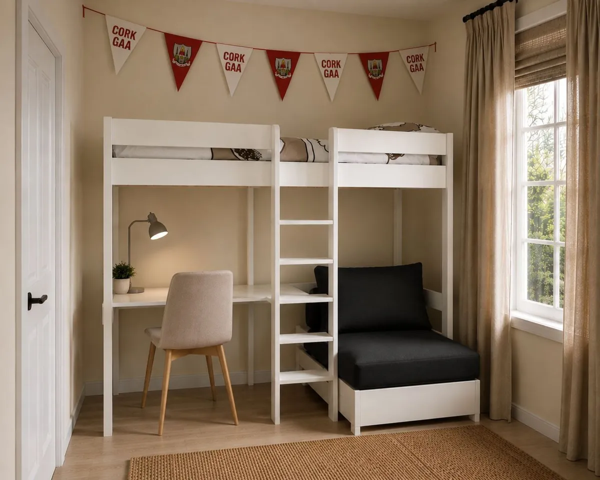 VIPACK Loft Bed with Desk & Pull-Out Futon - Image 1