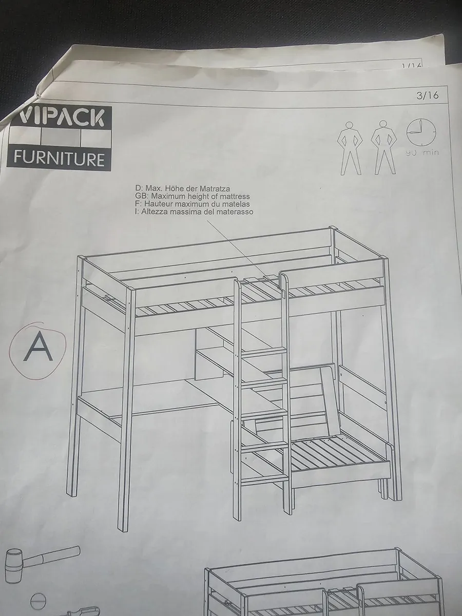 VIPACK Loft Bed with Desk & Pull-Out Futon - Image 2