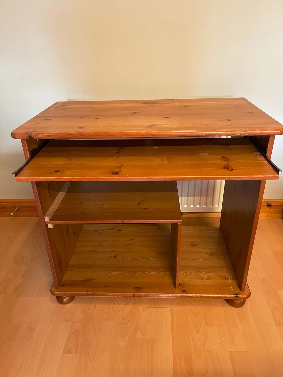 Computer Desk with Shelves | Solid wood | used - Image 3
