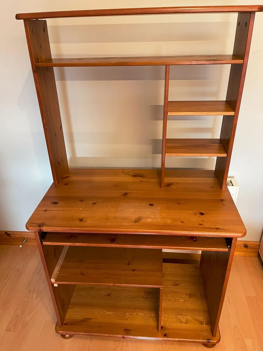 Computer Desk with Shelves | Solid wood | used - Image 1