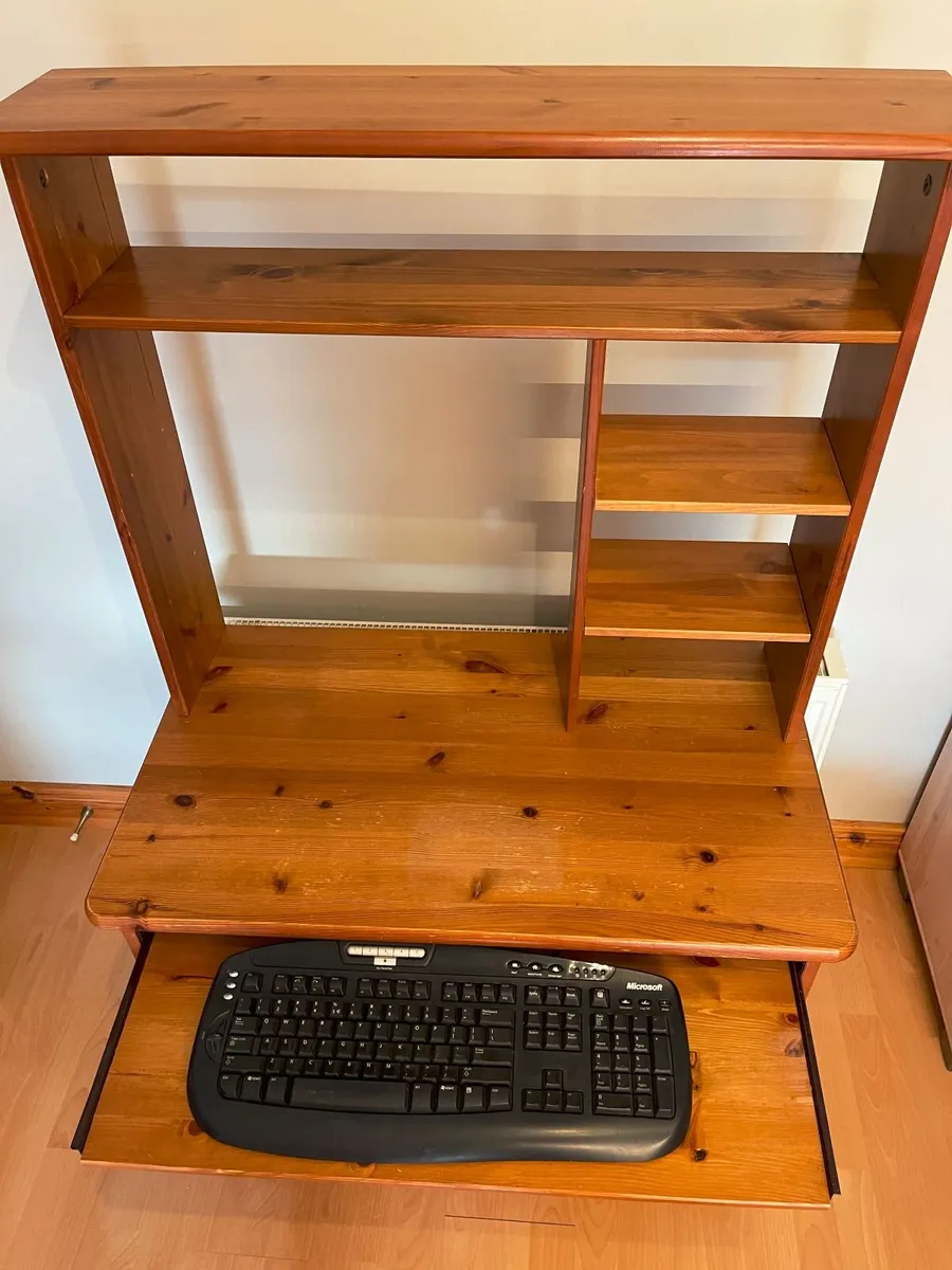 Computer Desk with Shelves | Solid wood | used - Image 4