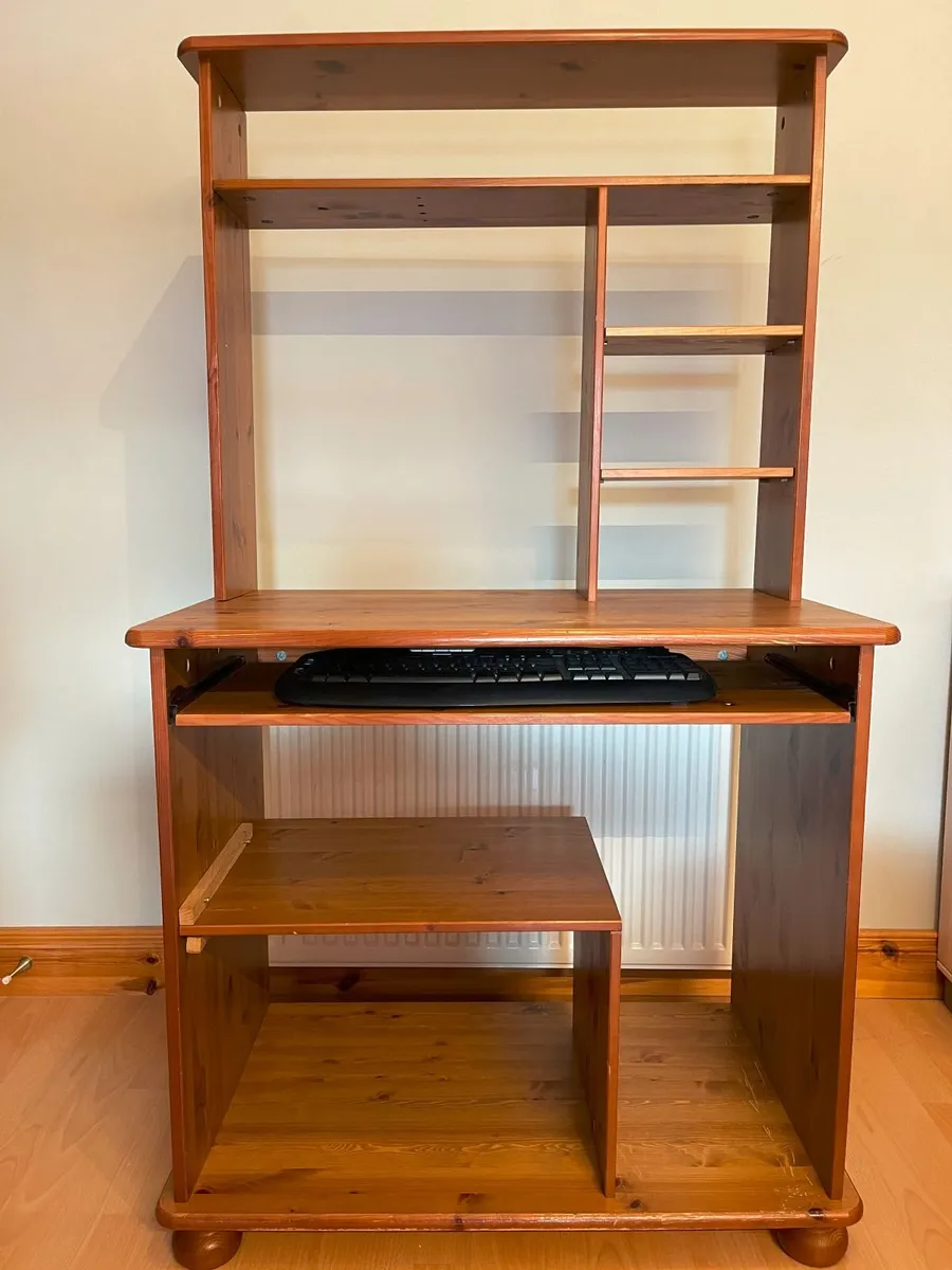 Computer Desk with Shelves | Solid wood | used - Image 2
