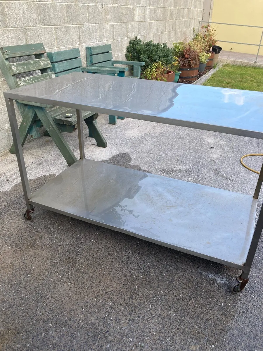 Stainless Steel Table on Wheels - Image 1