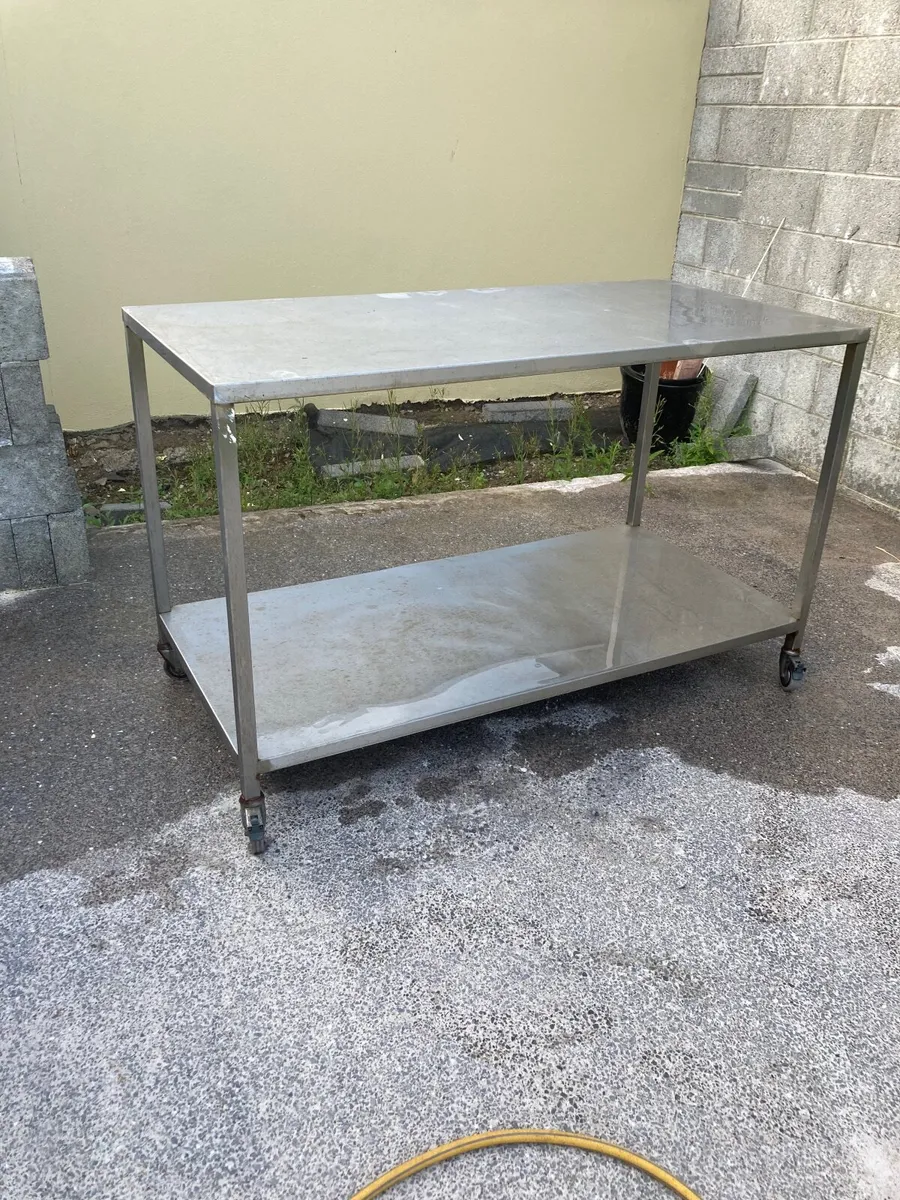 Stainless Steel Table on Wheels - Image 3