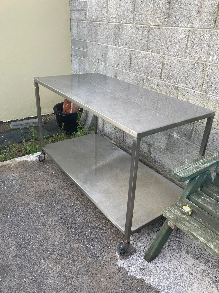 Stainless Steel Table on Wheels - Image 4