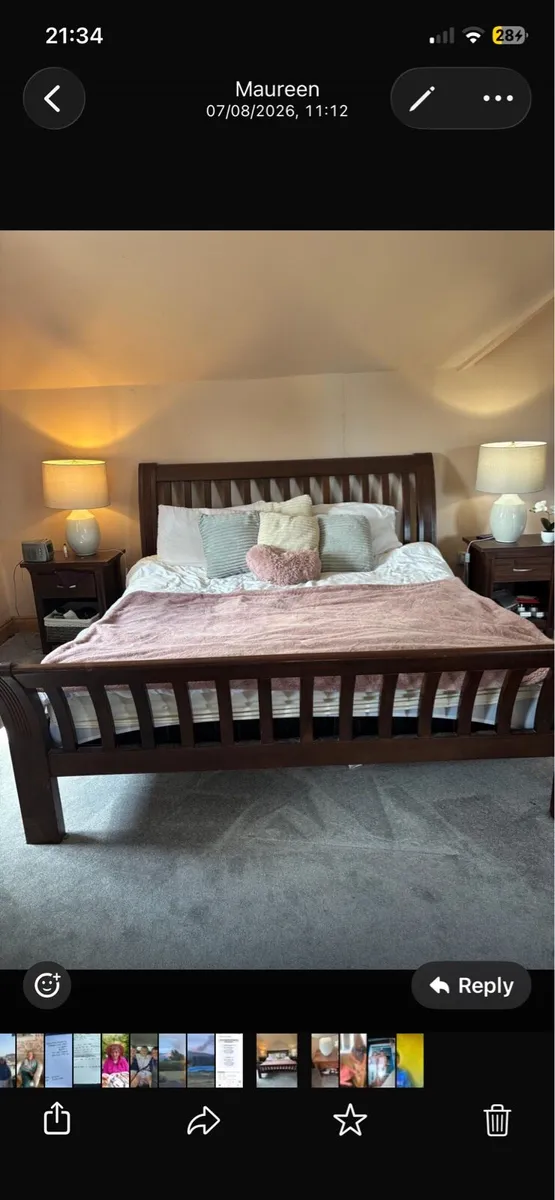 King size oak bed with 2 locker - Image 1