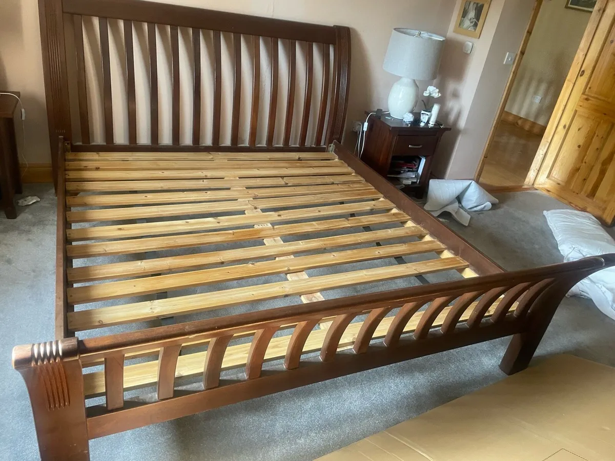 King size oak bed with 2 locker - Image 2