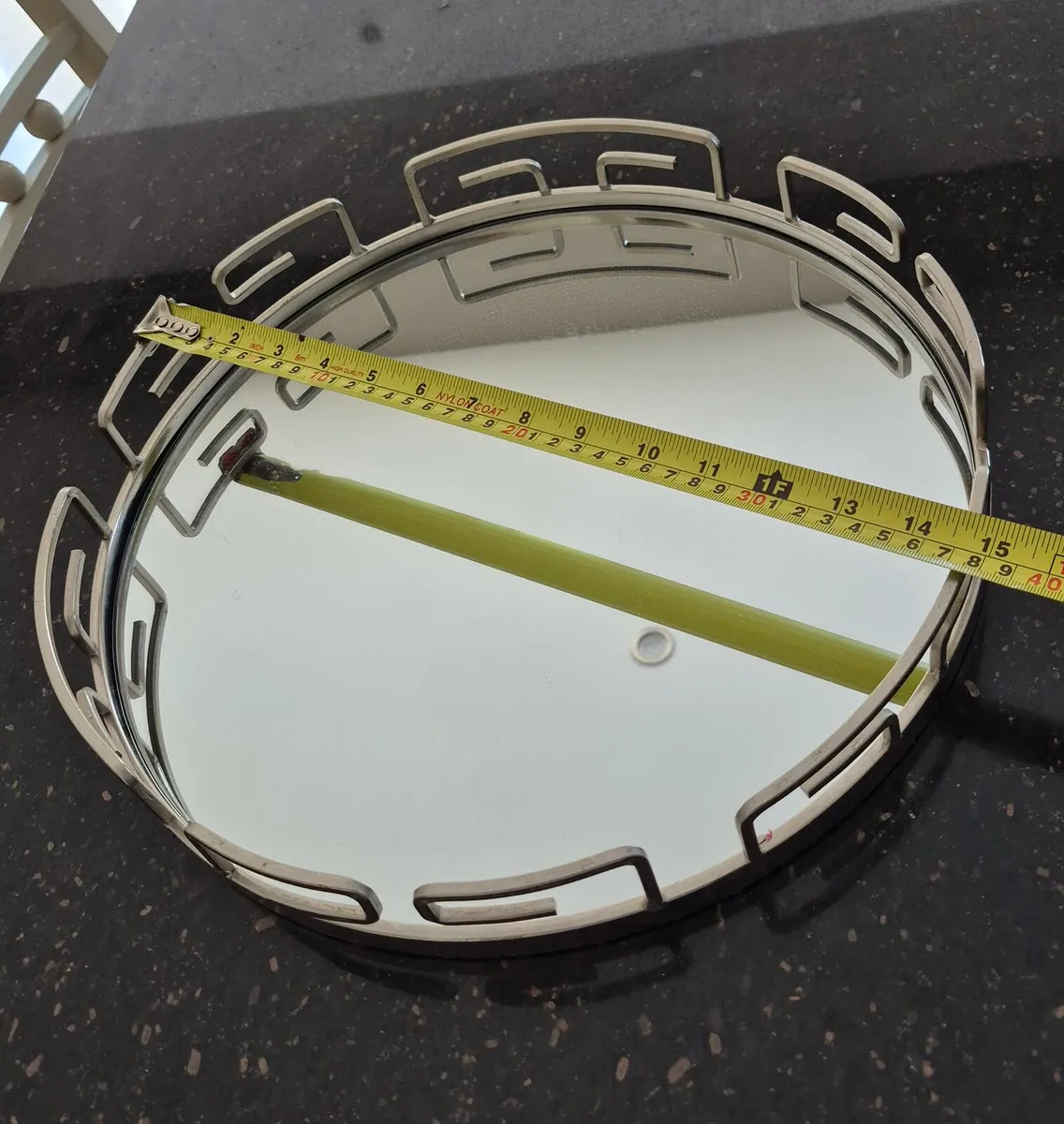 Heavy mirrored tray with velvet base. - Image 2
