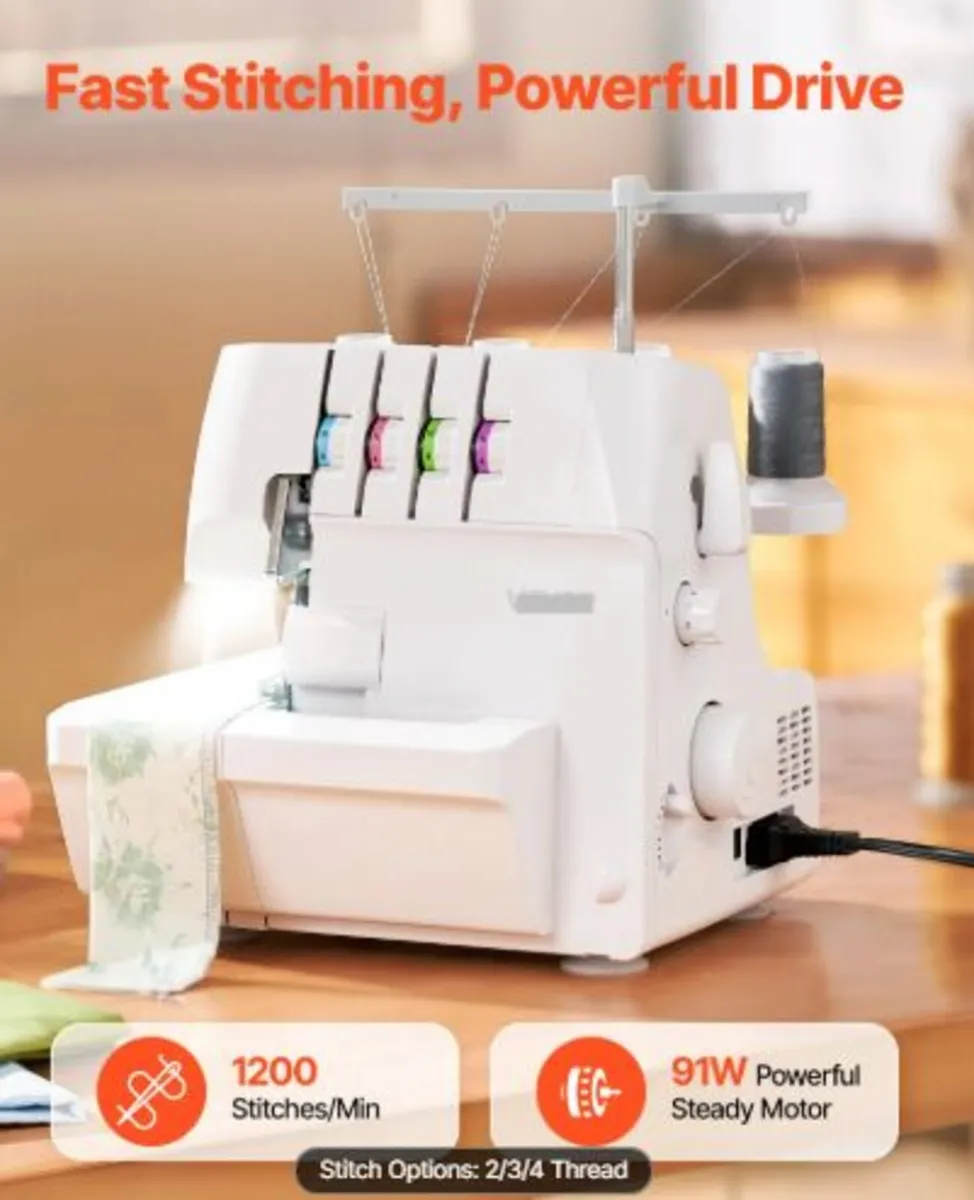 Serger Overlock Sewing Machine, 1250 Stitches - Image 4