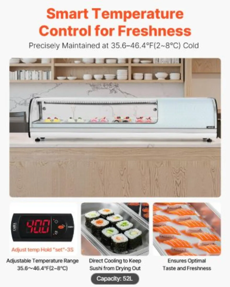 Sushi Display Case Refrigerator, 52L Commercial - Image 2