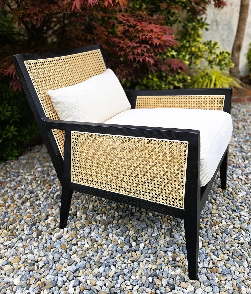 Ebony & Rattan Armchair - Image 1