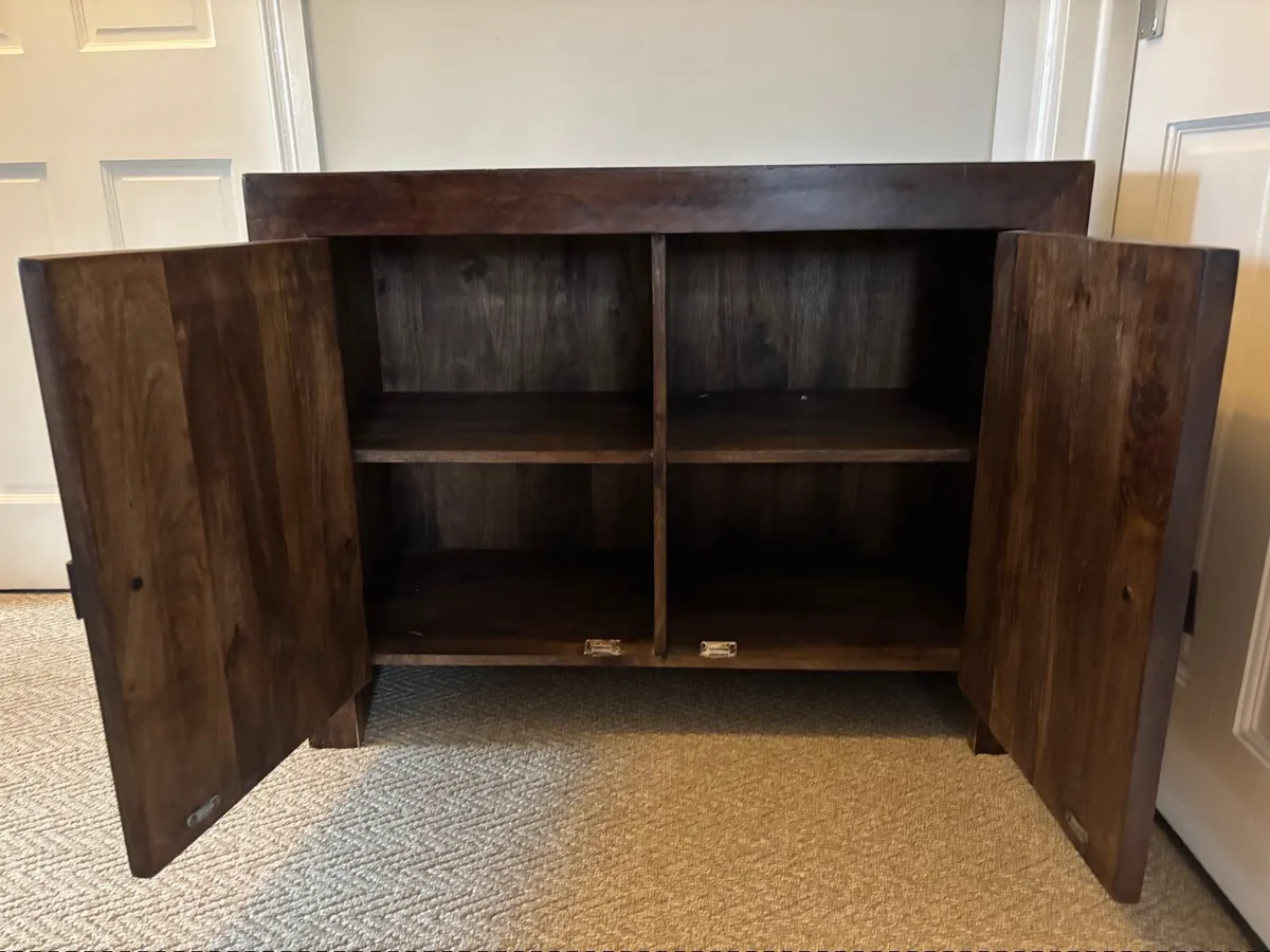 Solid Dark Wood Two-Door Sideboard / Cabinet - Image 2