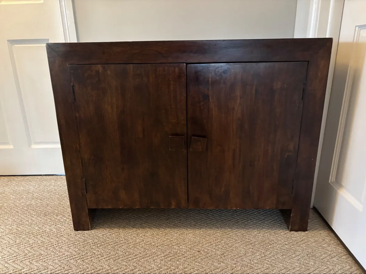 Solid Dark Wood Two-Door Sideboard / Cabinet - Image 1
