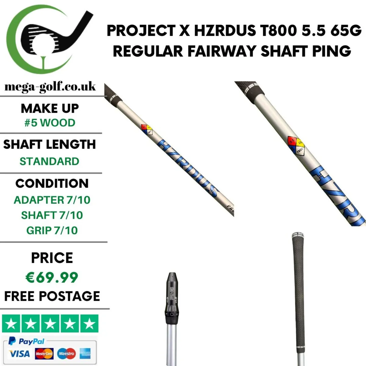 Project X Hzrdus T800 5.5 65g Regular #5 Wood - Image 1