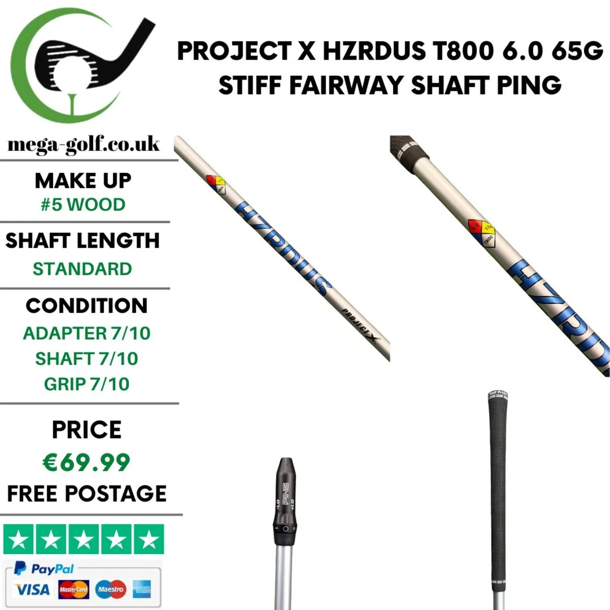 Project X Hzrdus T800 6.0 65g Stiff #5 Wood Shaft - Image 1