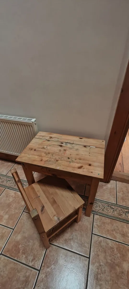 Kid's Wooden Table with Chair - Image 2