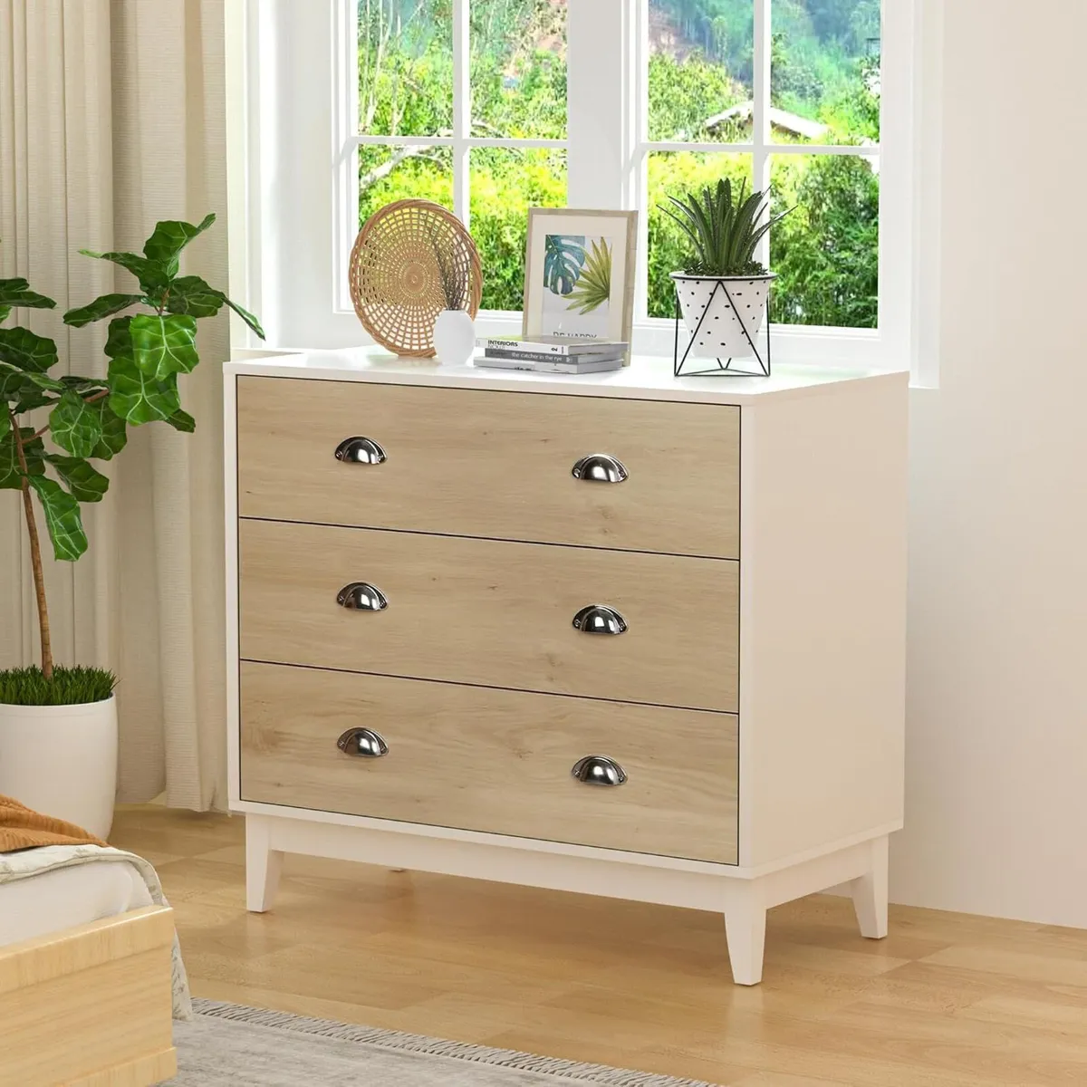 3 Drawer Chest of Drawers Modern Wooden Storage - Image 2