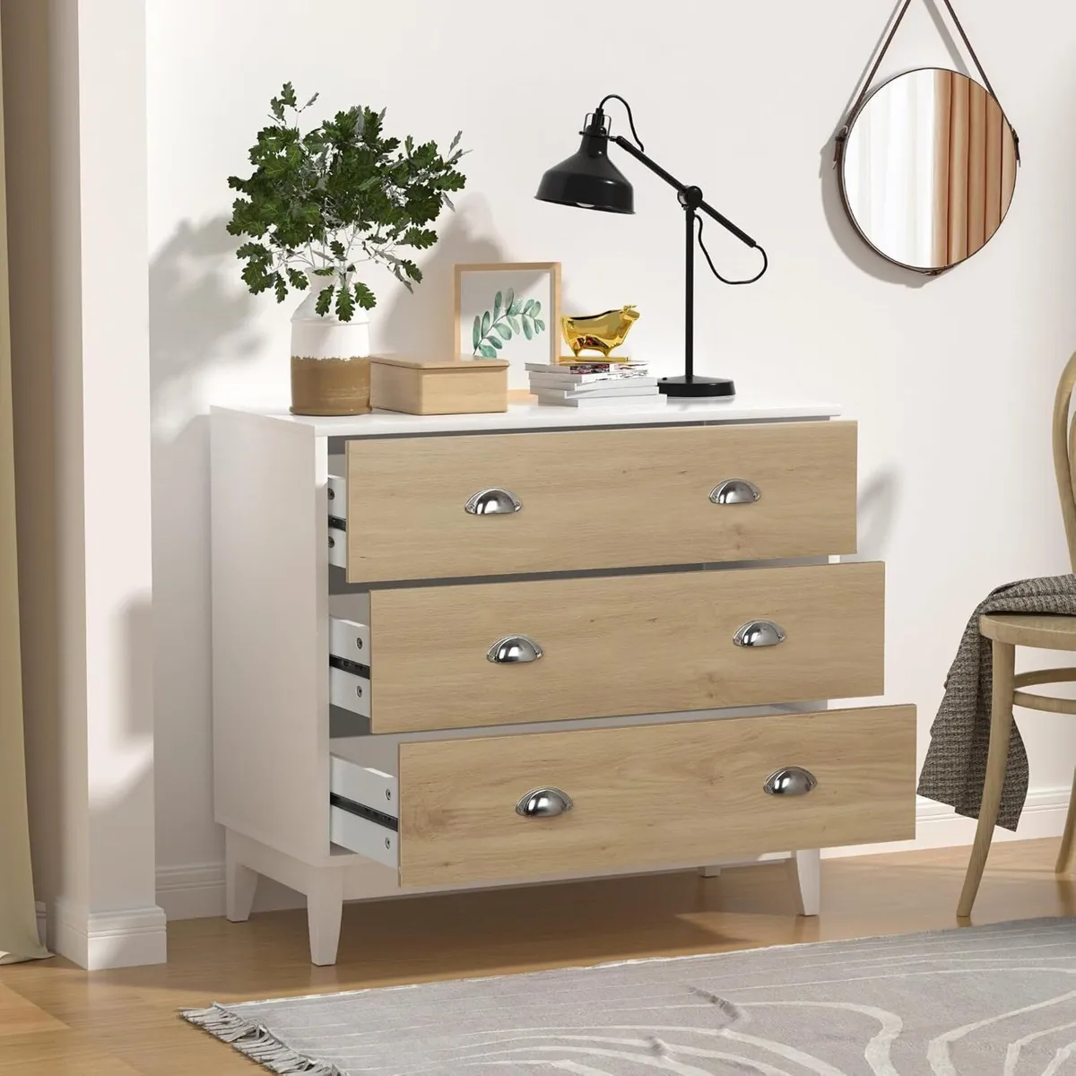 3 Drawer Chest of Drawers Modern Wooden Storage - Image 4