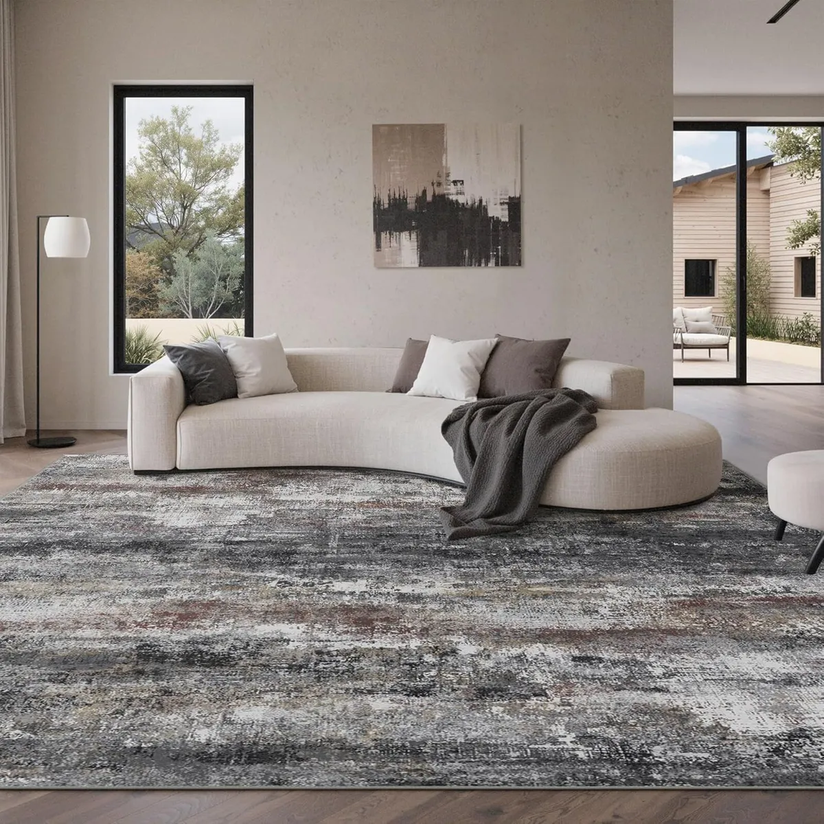 Washable Abstract Rug Non Slip Carpet Living - Image 1
