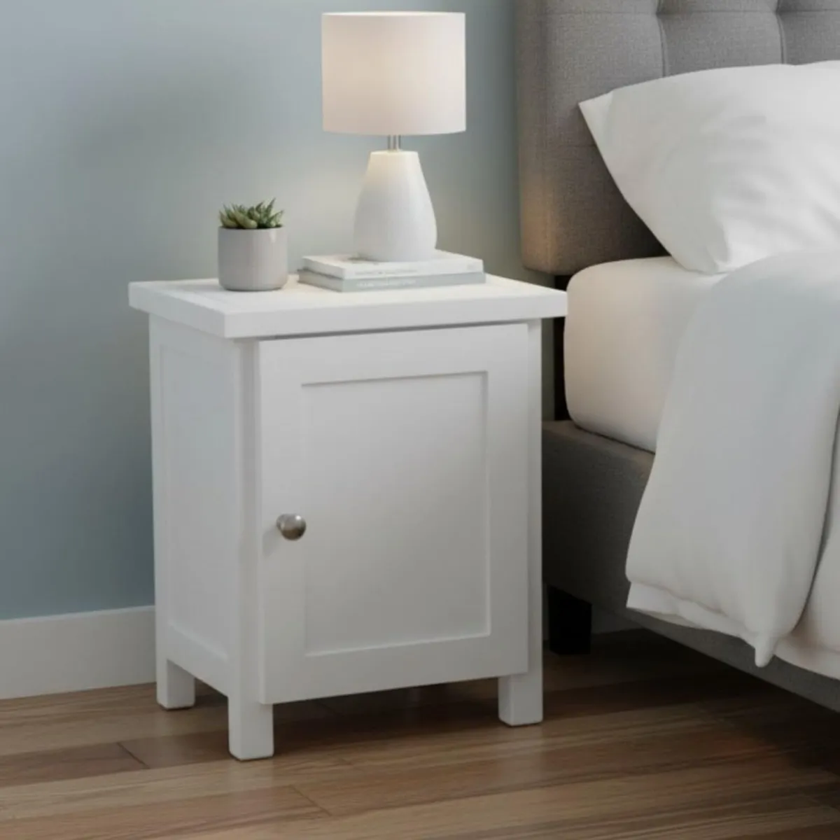 Bedside Table with 1 Door Small Cabinet Solid - Image 1