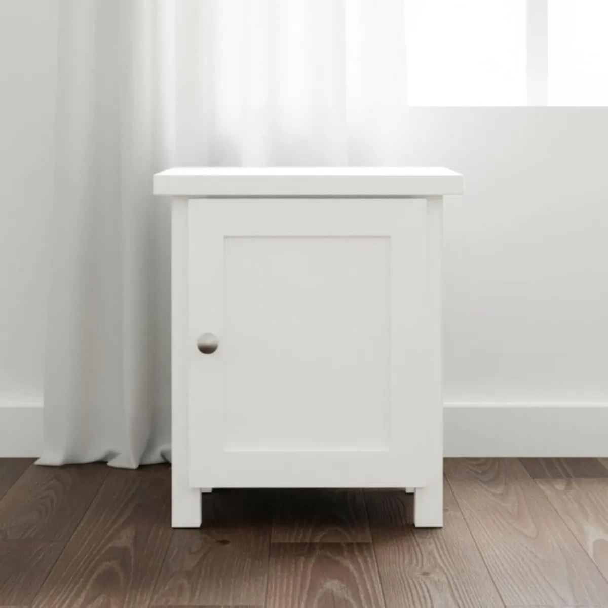 Bedside Table with 1 Door Small Cabinet Solid - Image 2