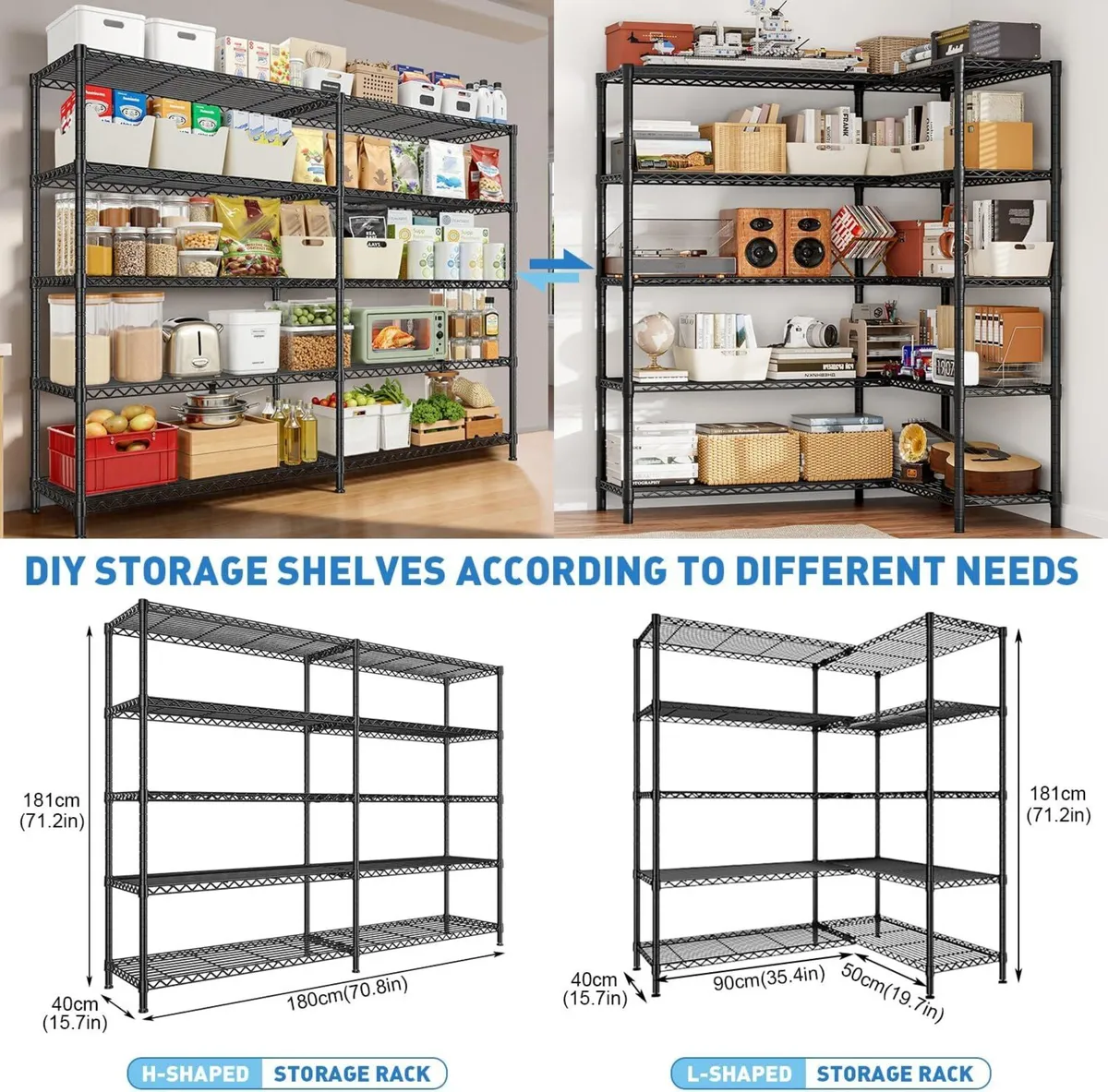 5-Tier Garage Shelving Unit Adjustable Standing - Image 4