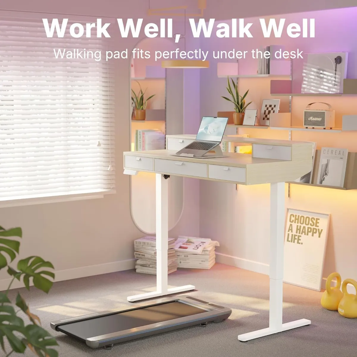 Standing Desk with Drawers Natural C-Clamp - Image 3