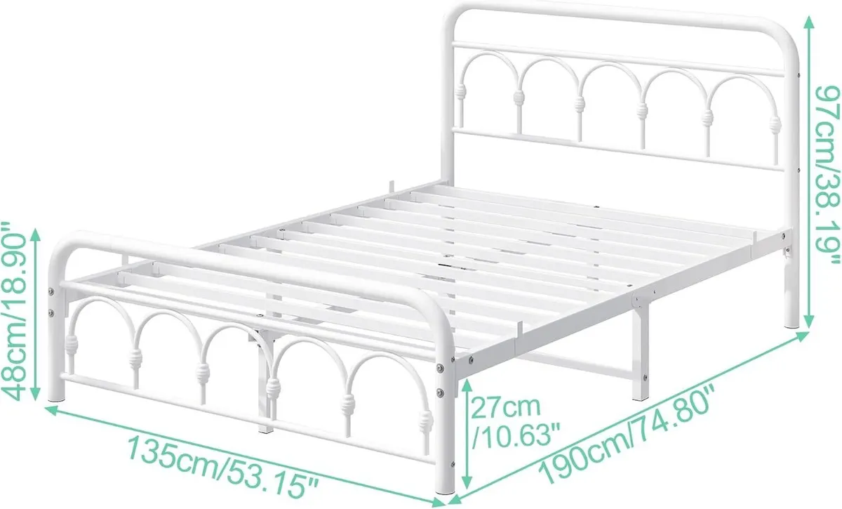 Bed Frame with High Headboard and Footboard - Image 2