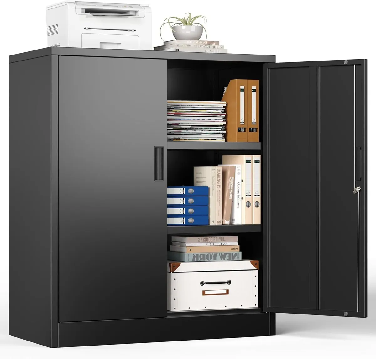 Metal Storage Cabinet Locking with Doors Shelves - Image 1