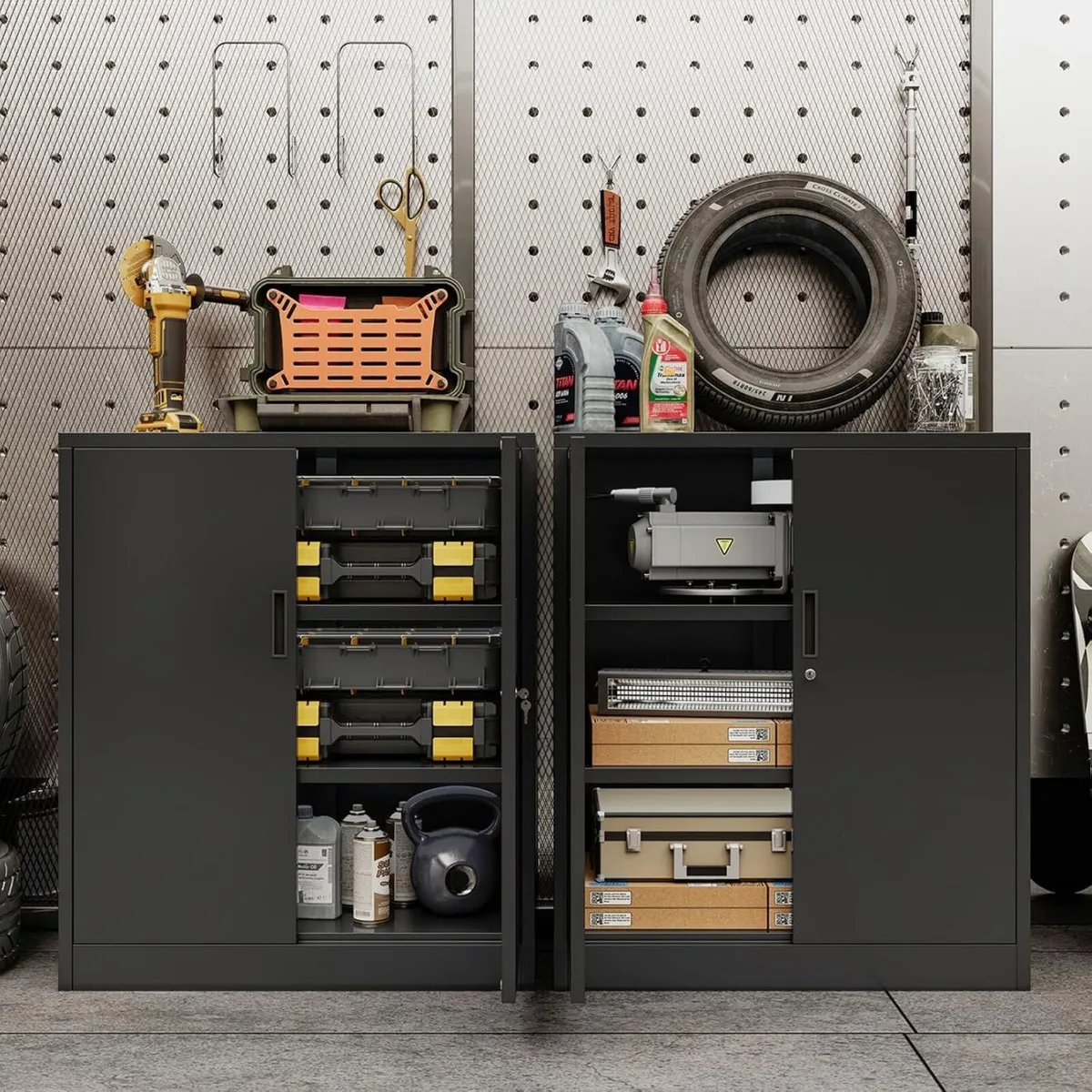 Metal Storage Cabinet Locking with Doors Shelves - Image 2