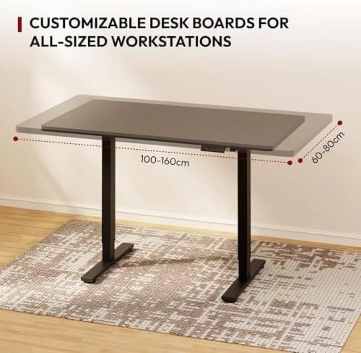 120 X 60CM Electric Standing Desk One Piece - Image 3