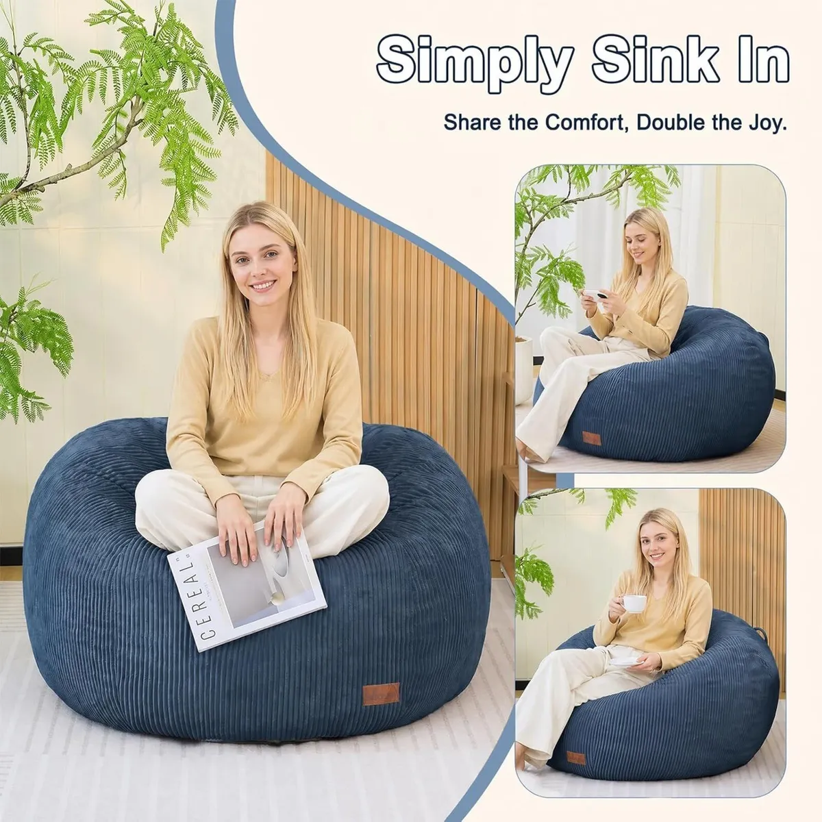 Oval Bean Bag for Adults Kids Teens Large - Image 3