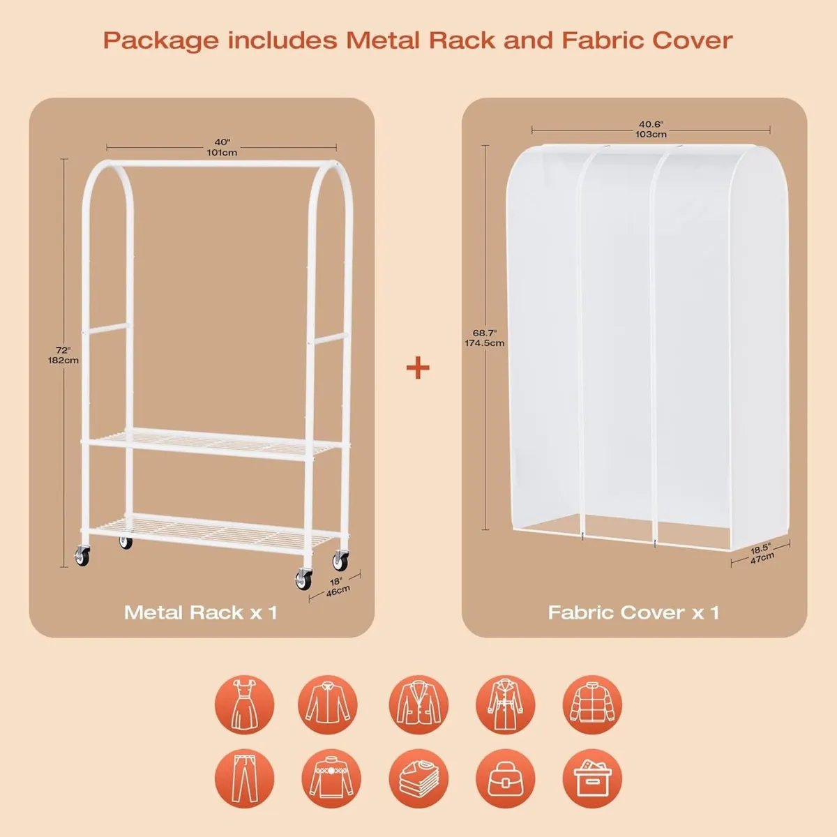 Heavy Duty Clothes Rail with Dust Cover 6FT - Image 2