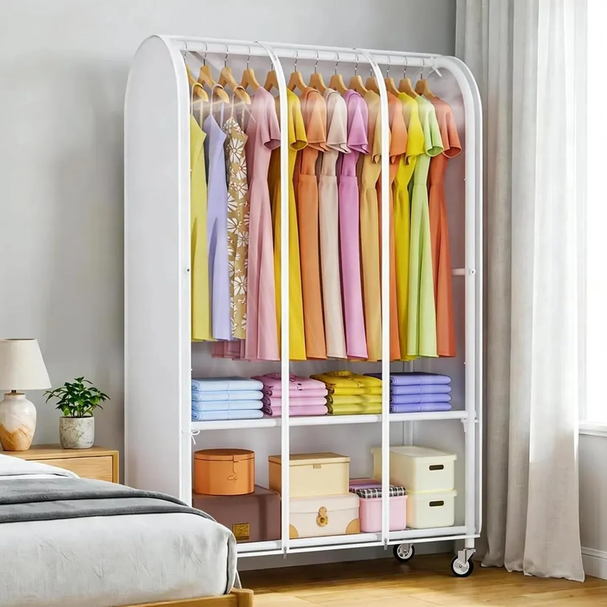 Heavy Duty Clothes Rail with Dust Cover 6FT - Image 3