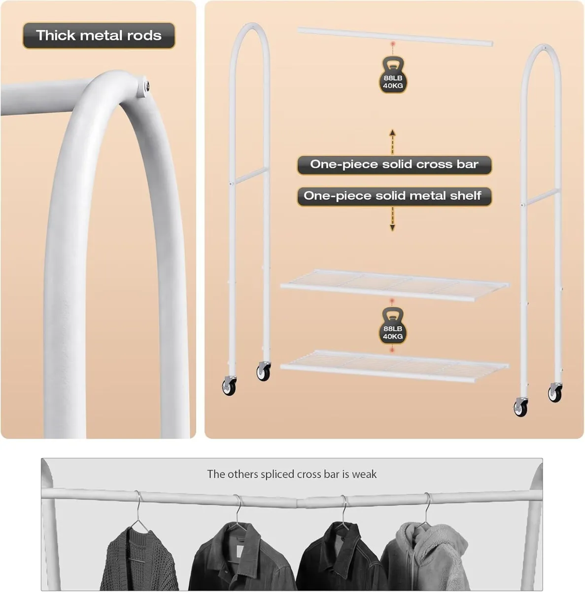 Heavy Duty Clothes Rail with Dust Cover 6FT - Image 4