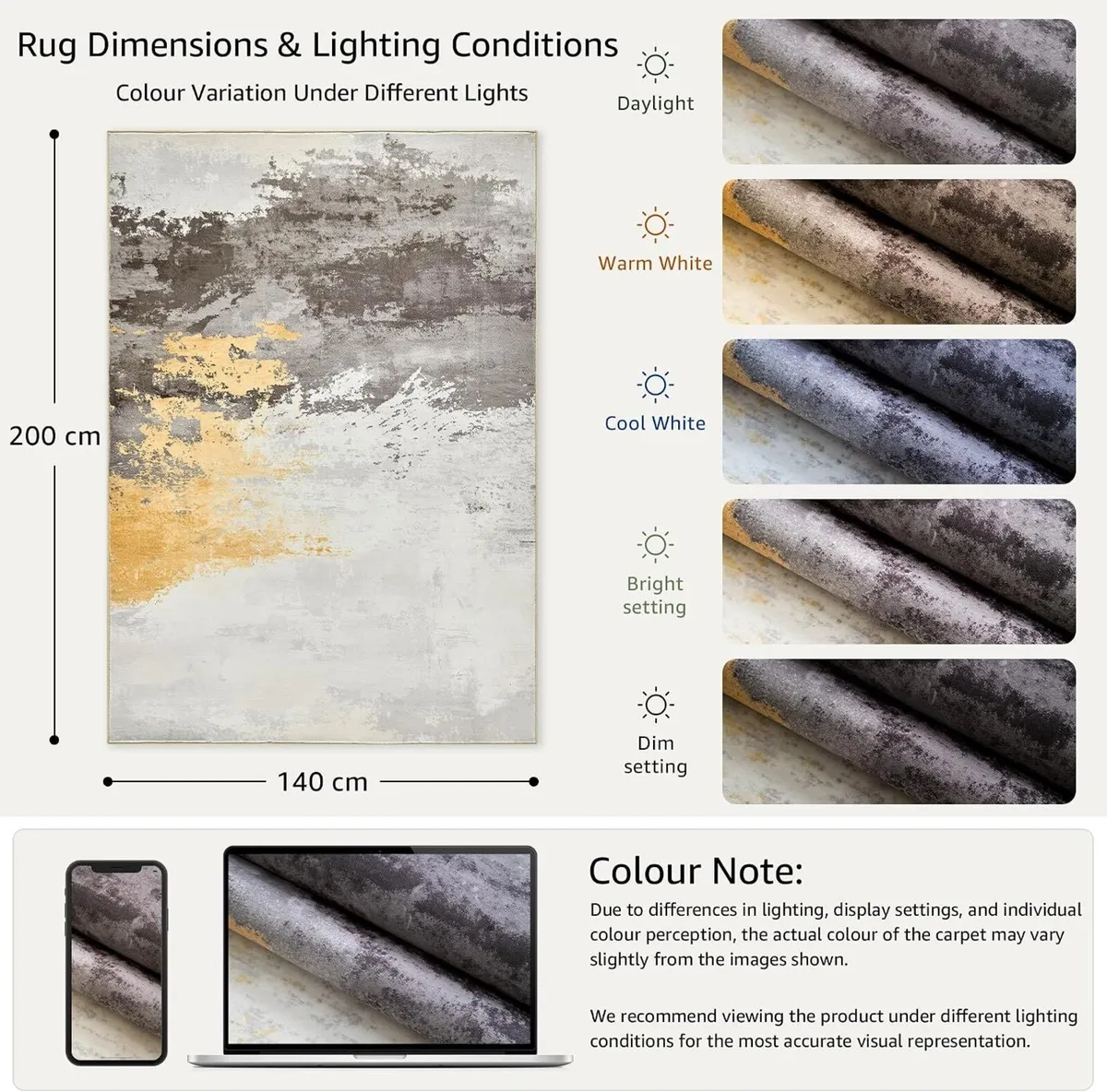Large Abstract Living Room Rug Soft Washable - Image 2