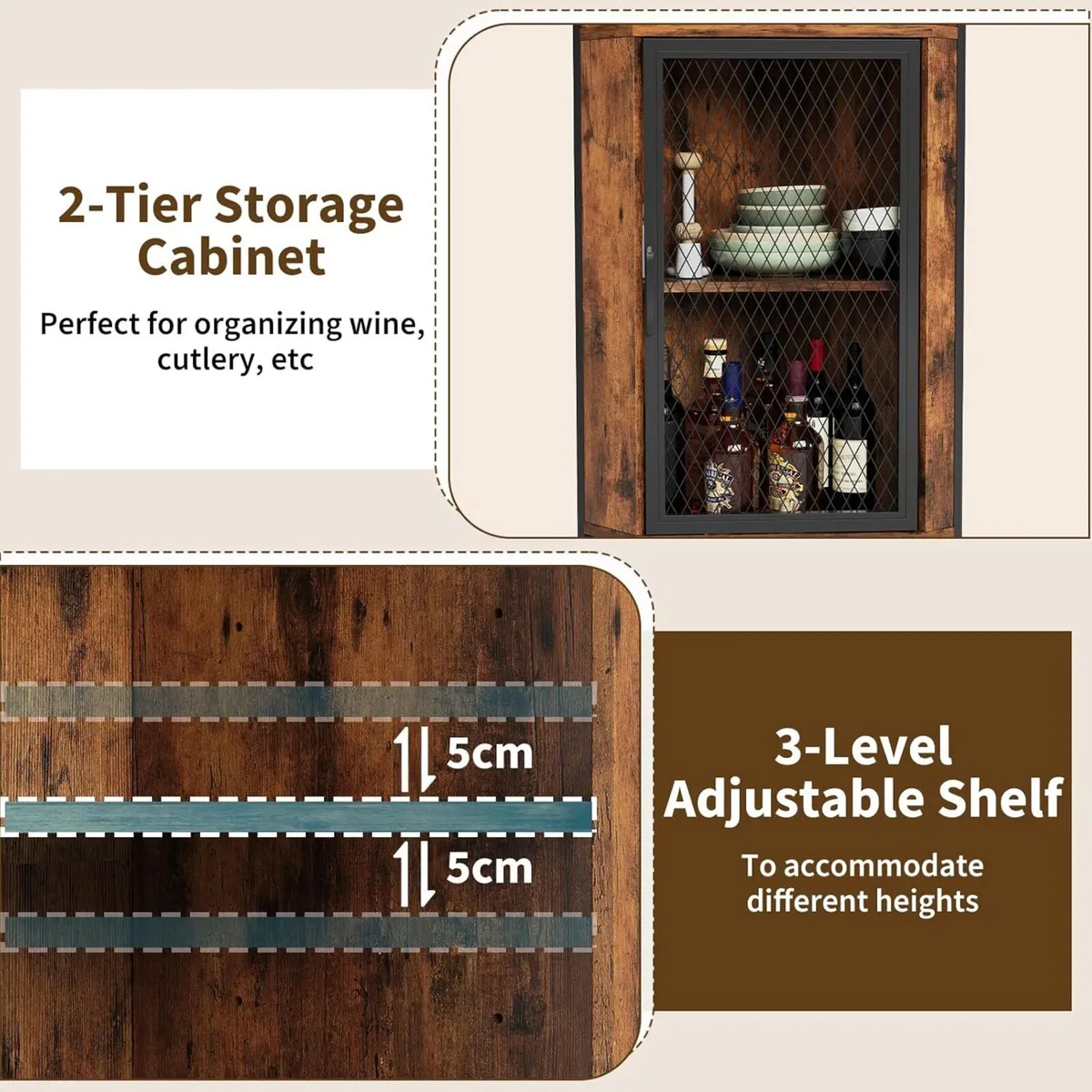 Corner Bar Cabinet with Glass Holder 4-Tier - Image 4